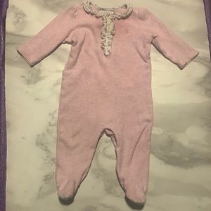 Ralph Lauren Pink Baby Footie Pajamas with Floral Ruffle pattern. Size 6 months.